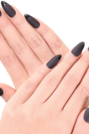 Ejiubas 24 Pcs Grey Color Matte With Glossy Finish Full Cover Talone Medium False Nail Tips