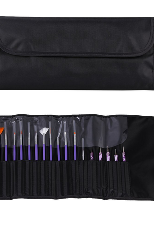 Ghb Nail Art Brushes Painting Draw Dotting Pens 24 Pieces Kit Set With Black Rollup Bag