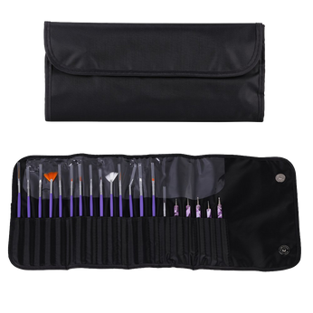 Ghb Nail Art Brushes Painting Draw Dotting Pens 24 Pieces Kit Set With Black Rollup Bag