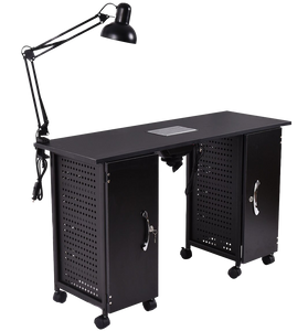 Giantex Manicure Nail Table Station Black Steel Frame Beauty Spa Salon Equipment Drawer