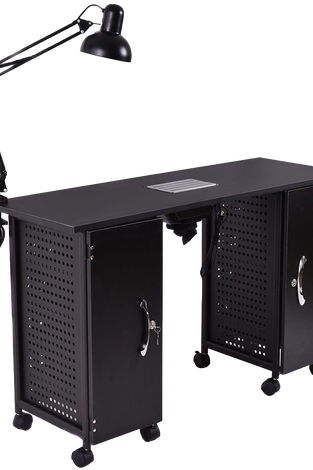 Giantex Manicure Nail Table Station Black Steel Frame Beauty Spa Salon Equipment Drawer